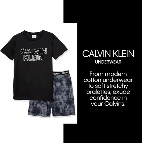 Vista 4 de Calvin Klein Conjunto de pijama de dos piezas para niños, camiseta y pantalones