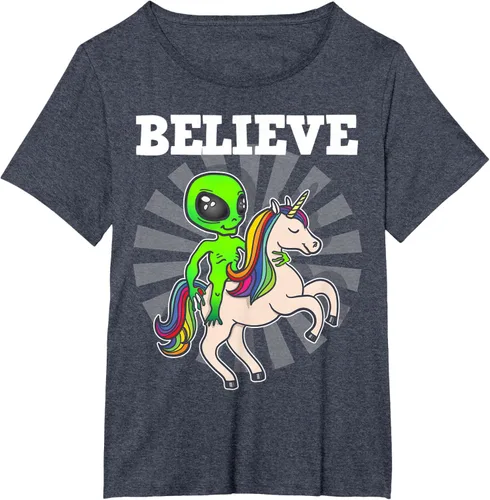 Vista 85 de Believe Space Alien Riding Unicorn - Camiseta de regalo divertida, Negro, S