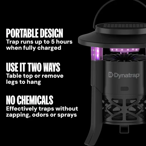 Vista 3 de Dynatrap Trampa portátil para insectos al aire libre, 1/4 acre, luz LED UV