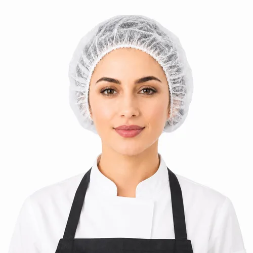 Vista 7 de Gorras desechables Bouffant, 100 unidades, 21 pulgadas, red de pelo elástico para servicio de alimentos, cubierta de cabeza para dormir (negro)