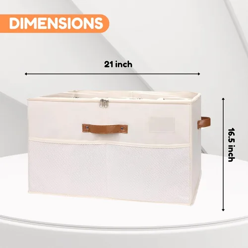 Vista 2 de Organizador de zapatos para armario con cepillo de limpieza, capacidad para 16 pares, caja de almacenamiento plegable de alta calidad con tapa