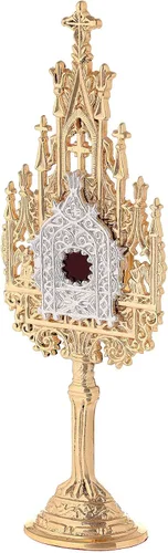 Vista 3 de Holyart Mini relicario neogótico en latón dorado h 8.9 in