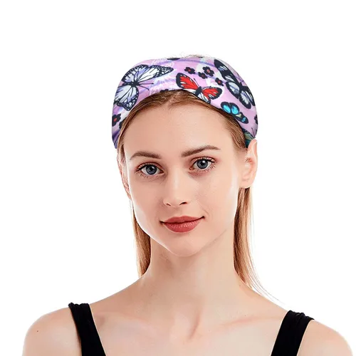 Vista 6 de SAWINDA Diademas anchas para mujer, coloridas mariposas, elegantes, bohemias, gruesas, para deportes, yoga, turbante, bufanda, accesorios