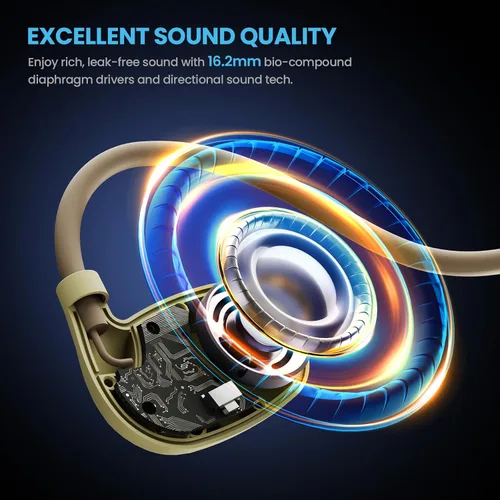 Vista 3 de BASN AirS1 - Auriculares de oreja abierta, Bluetooth 5.3 conducción de aire, auriculares deportivos ENC con sonido premium y llamadas claras, IPX5