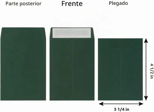 Vista 2 de 100 Pack Seed Envelopes Self-Adhesive, 3 1/4 x 4 1/2 inches, Dark Green Verde oscuro