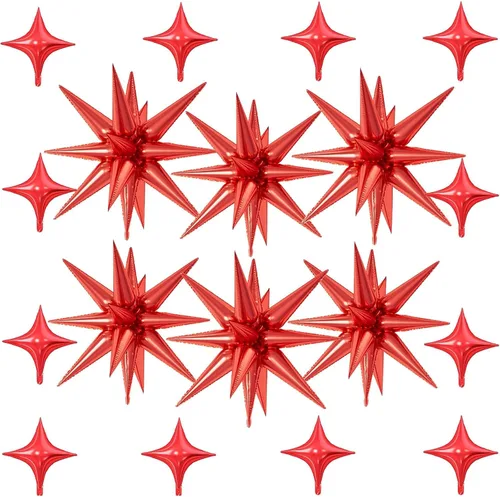 Vista 35 de 18 globos de estrella rosa, globo rosa bebé con 6 globos de estrella en explosión de 22 pulgadas, 12 globos de aluminio de cuatro estrellas