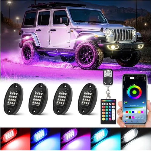Vista 8 de 6 cápsulas de luces LED de aleación para UTV, ATV, carrito de golf, camioneta RZR todoterreno, kit de neón RGB multicolor impermeable actualizado
