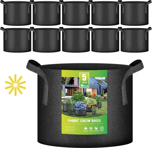 Vista 29 de iPower Paquete de 10 bolsas de 3 galones para plantas de tela no tejida gruesa resistente para cultivo de papas, contenedor duradero con aireación