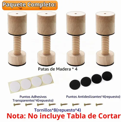 Vista 3 de Tabla de cortar patas ajustables, bandeja antideslizante para bloque Beige ajustable