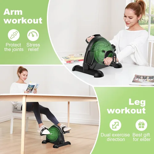 Vista 4 de [Usado] FEIERDUN Mini bicicleta de ejercicio, ejercitador de pedal de bicicleta debajo del escritorio para ejercicio de brazos/piernas, ciclo