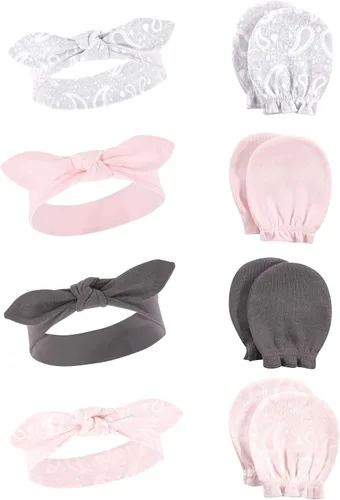 Vista 120 de Hudson Baby Conjunto de diadema de algodón y manoplas para rascar para bebé