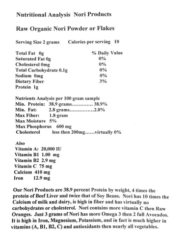 Vista 3 de RawNori Copos de Nori crudos orgánicos - 1.1 libras = 17.6 oz de algas marinas de sushi vegano Kosher seco