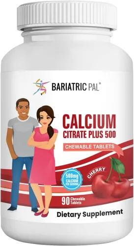 Vista 3 de BariatricPal Citrato de calcio 500 mg tabletas masticables - Cereza (suministro para 90 días)