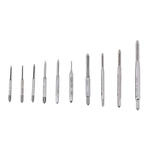 Vista 6 de 10 piezas de roscas de rosca de mano M1 a M3.5, HSS Mini Plug Tap Tornillo Juego de taladro Herramienta de roscado, M1, M1.2, M1.4, M1.6, M1.7