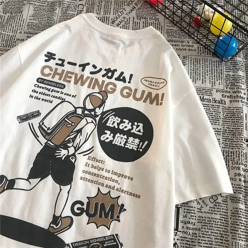 Vista 6 de CYee Camiseta de manga corta para hombre, diseño de anime Grunge, camiseta de manga corta de gran tamaño, Indie Harajuku Streetwear