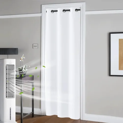 Vista 89 de RYB HOME Cortinas portátiles para puerta con privacidad, cortinas opacas y aislantes térmicas para dormitorio, armario, sala de estar, comedor, Beige
