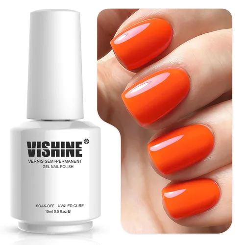 Vista 10 de Vishine Soak-Off Esmalte de gel UV LED Nail Art Manicura Laca Oscuro Salmón Color 006
