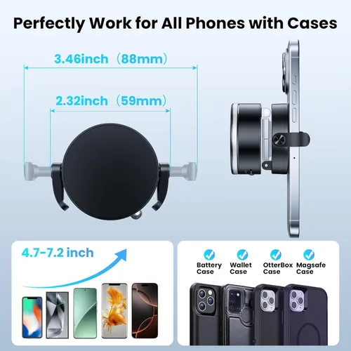 Vista 2 de Soporte magnético para teléfono de coche con ventosa fuerte, soporte universal de 360 para teléfono celular para iPhone 16 Pro Max, accesorios