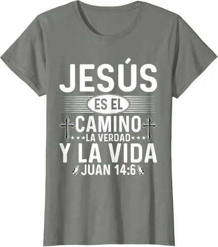 Vista 13 de Camisetas Cristianas en español Versículos Biblia Juan 14:6 Camiseta, Negro, S