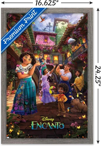 Vista 3 de Trends International Disney Encanto - Póster familiar de una hoja, 22.4 pulgadas de largo x 14.7 pulgadas, versión enmarcada de madera de granero