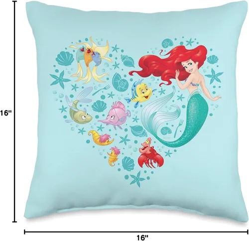 Vista 4 de Disney La Sirenita Ariel Under The Sea Heart Almohada