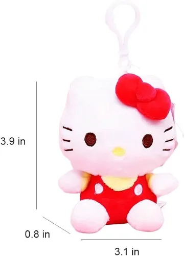 Vista 7 de Llavero de dibujos animados con colgante de muñeca linda clásica de peluche linda niña accesorios llavero colgante Rojo