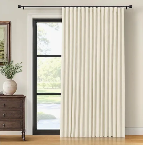 Vista 14 de INOVADAY Cortinas térmicas para puerta corredera 100% opacas para dormitorio, cortinas de puerta corrediza de vidrio extra anchas para patio, lino