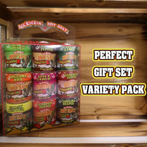 Vista 7 de Ass Kickin' Set de regalo de sal picante y picante – 1.1 onzas (paquete de 9 variedades) – Sabor perfecto para condimentos de palomitas de maíz, sal