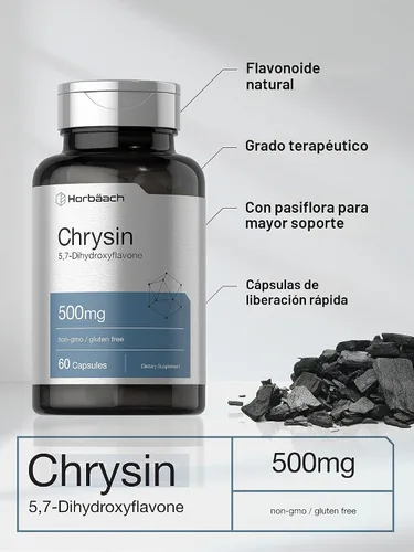 Vista 3 de Horbäach Suplemento de Crisina 500mg 60 Cápsulas Extracto de flor