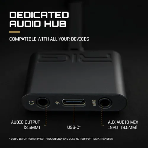 Vista 7 de RIG R5 Spear MAX HD Wired Gaming Headset for PC, PS5, Xbox – 40mm GrapheneQ™ Drivers, Dolby Atmos 3D Audio, Detachable Mic, USB-C Audio DAC, Memory