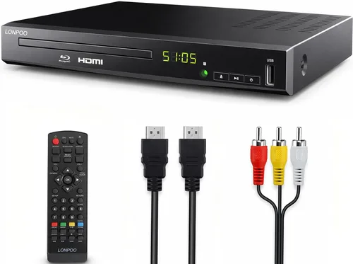 Vista 9 de LONPOO Reproductor de DVD para el hogar con HDMI, reproductor de DVD compacto para Smart TV, reproductor de CD de DVD sin regiones con salida Todo