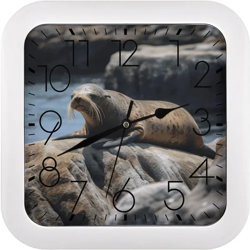 Vista 22 de 10" Square Modern Wall Clock,Americana Flag Deer Print Kitchen Clocks Wall Battery Operated,Silent Non Ticking Unique Funny Cute Wall Clock for