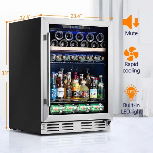 Vista 3 de Kalamera Mini Refrigerador para Bebidas y Vino Enfriador Incorporado o Independiente - Refrigerador Enfriador de Vino con Capacidad para 118 Latas