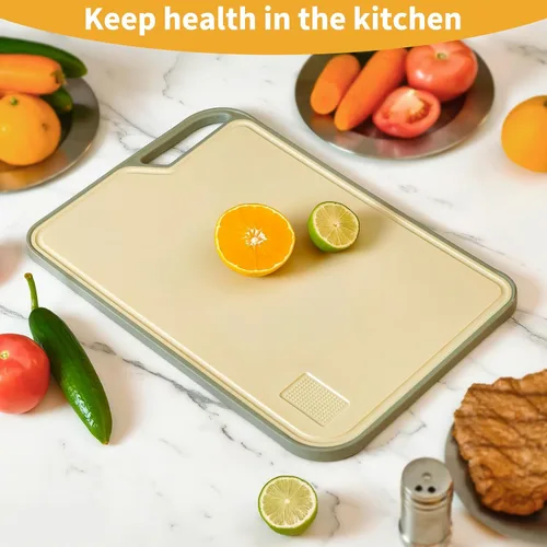 Vista 7 de Tabla de cortar para cocina, tabla de cortar de acero inoxidable fácil de limpiar, tablas de cortar grandes de doble cara de 15.7 x 10.6 pulgadas