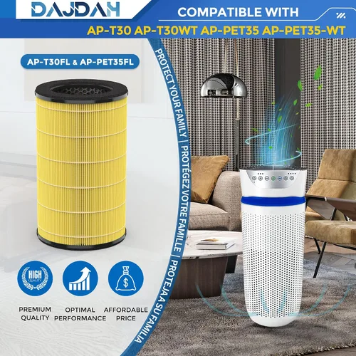 Vista 2 de AP-T30FL/AP-PET35FL - Filtro compatible con Homedics purificador de aire, filtro de aire 5 en 1 para Homedics Total Clean AP-T30, AP-T30WT
