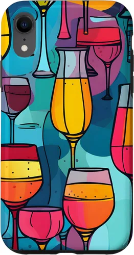 Vista 24 de Estuche de arte abstracto vibrante para copas de vino para iPhone 16