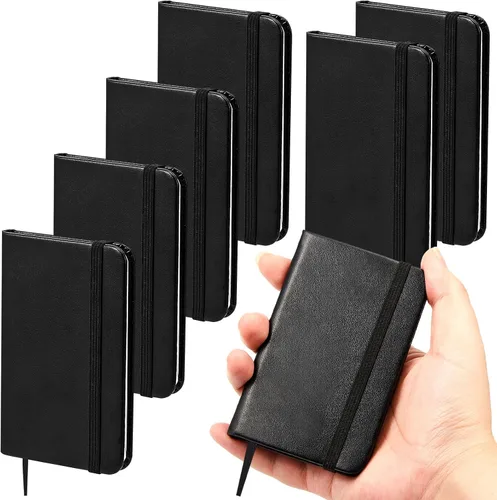 Vista 20 de Qeeenar Paquete de 10 cuadernos de bolsillo de cuero de tapa dura, mini diarios rayados de 4 x 2.5 pulgadas, diseño de hojas doradas, 50 hojas