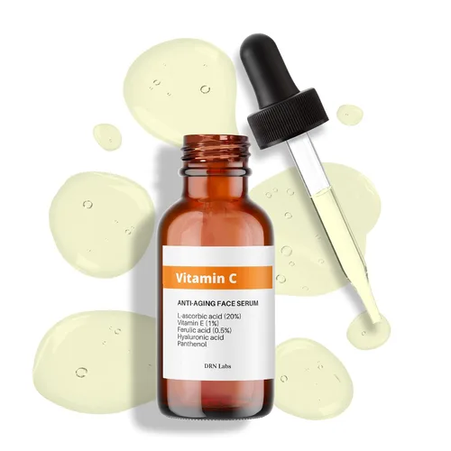 Vista 2 de DRN Labs - Suero de vitamina C con vitamina E y ácido hialurónico con 20% de ácido L-ascórbico, ideal para hidratación, antienvejecimiento, brillo