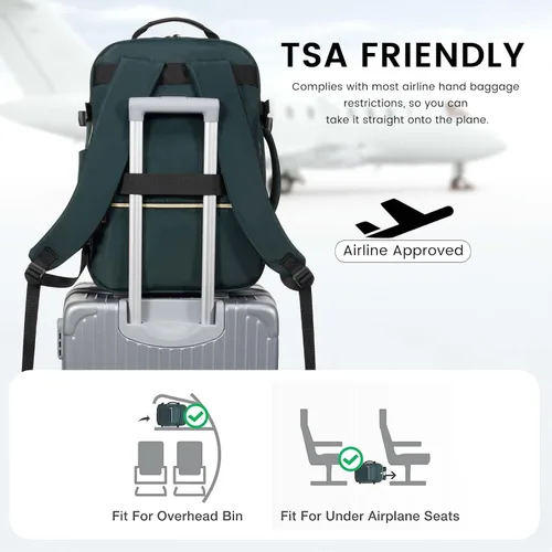 Vista 3 de LOVEVOOK Mochila de viaje grande de 40L para mujeres y hombres, mochila de transporte de 17 pulgadas para viajar en avión, bolsa de viaje