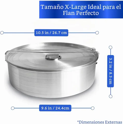 Vista 4 de Molde de flan con tapa, extra grande (10.5 x 3.2 pulgadas) y molde de aluminio para pasteles (11.2 pulgadas)