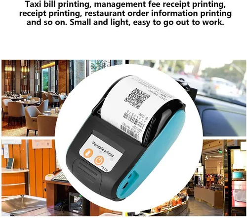 Vista 3 de Tangxi Impresora térmica, PT - 210 Impresora portátil de recibos DC 9V/2A Bluetooth Impresora de facturas térmicas 203DPI Interfaz Power Jack Mini