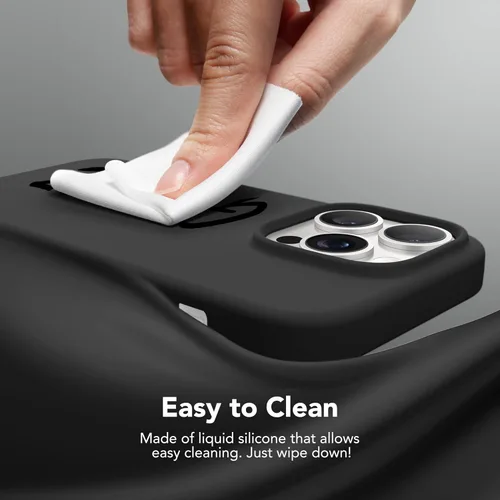 Vista 8 de GONEZ Funda de silicona para iPhone 14 Pro Max, compatible con MagSafe, con protector de pantalla + protector de lente de cámara, silicona líquida a