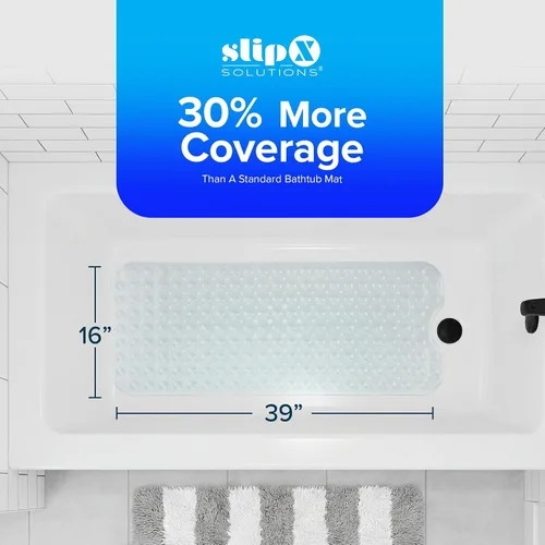 Vista 5 de SlipX Solutions - Alfombrilla extra larga y de agarre fuerte para bañera y ducha, para ancianos y niños, de 39 x 16 pulgadas, antideslizante