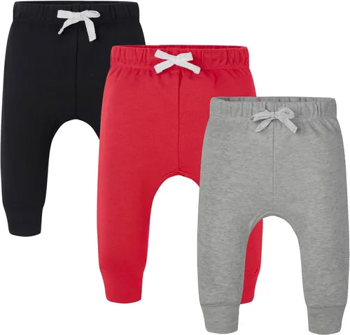 Vista 4 de Paquete de 3 pantalones y leggings flexibles unisex para bebé Negro/Verde Melange/Camo