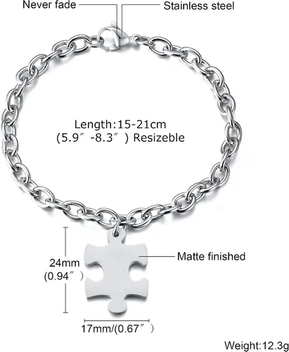 Vista 7 de VNOX Juego de pulseras de rompecabezas personalizadas de 2345678 para mejor amiga, mejor amiga, familia, amor, amistad, juegos de regalo