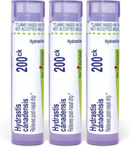Vista 12 de Boiron Hydrastis Canadensis 12C Medicina homeopática para goteo posnasal - 80 pellets Single-medicine homeopathic pellets for Postnasal Drip.