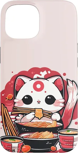Vista 6 de iPhone 16 Japanese Cat Eating Ramen Cute Kawaii Cat Case