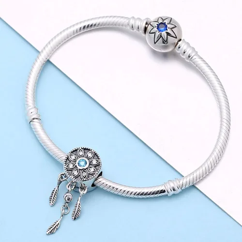 Vista 2 de SOUKISS Colgante de plata de ley 925 con diseño de atrapasueños, para pulsera europea, collar