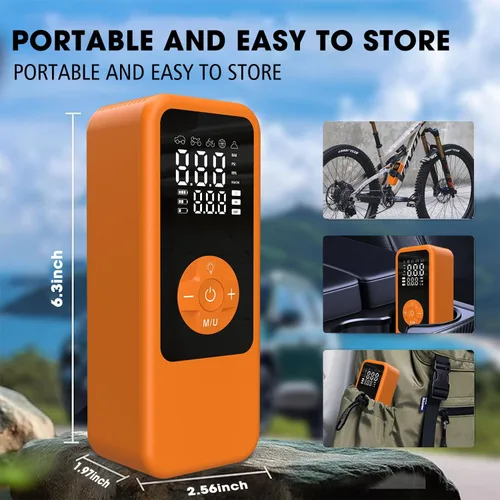 Vista 4 de [Usado] Cordless Tire Inflator Portable Air Compressor, 150PSI Fast Inflation Cordless Air Pump with LED Light, Auto Shut-Off, Rechargeable Battery