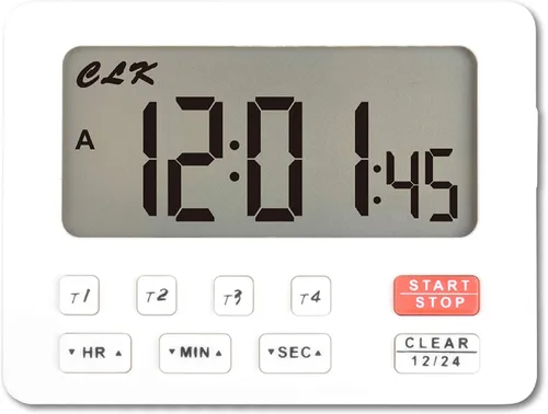 Vista 8 de Runleader Temporizador digital de cocina de escritorio, 4 temporizadores de cuenta regresiva y cronómetros con reloj de 12/24 horas, alarma